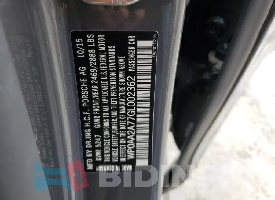 WP0AA2A77GL002362 Photo# 12