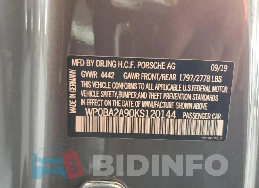 WP0BA2A90KS120144 Photo# 12