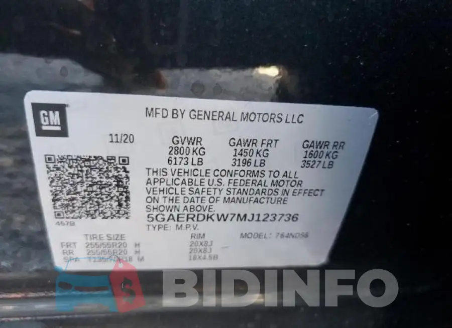 5GAERDKW7MJ123736 Photo# 14