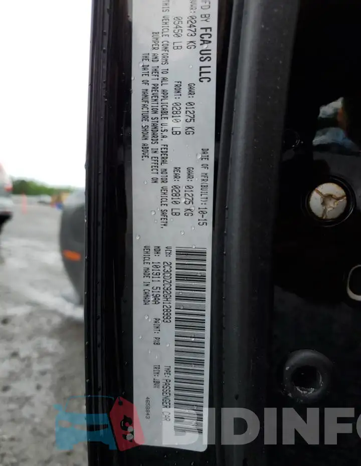 2C3CDZC92GH128993 Photo# 12
