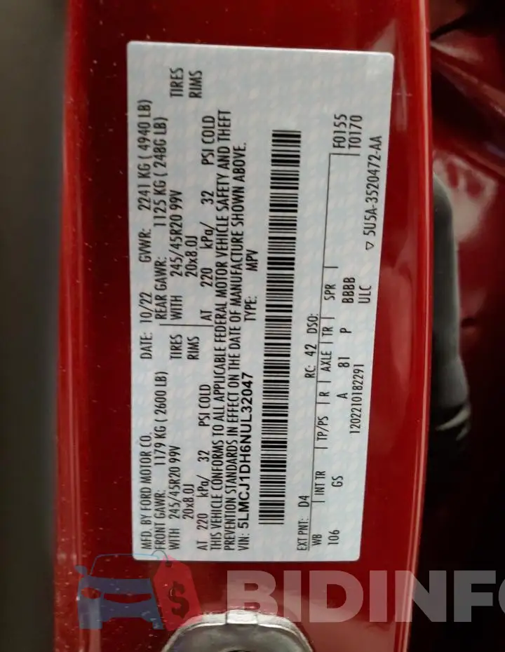 5LMCJ1DH6NUL32047 Photo# 13