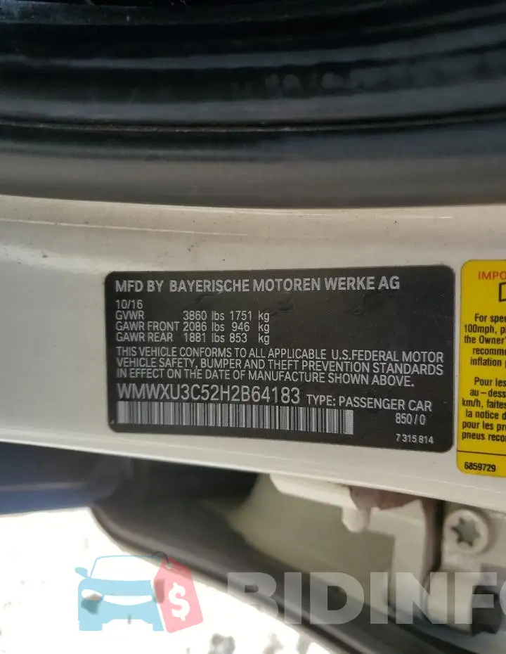 WMWXU3C52H2B64183 Photo# 14