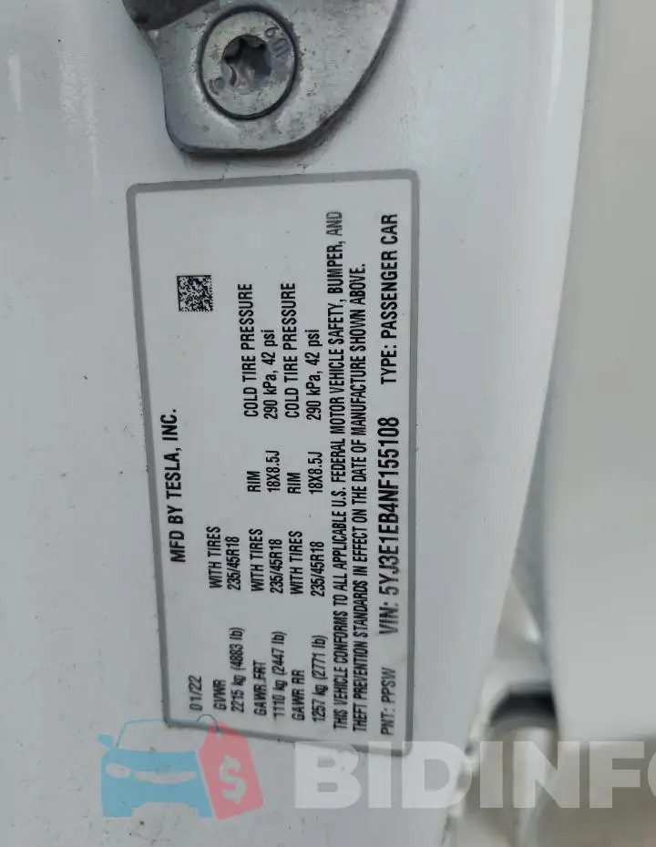 5YJ3E1EB4NF155108 Photo# 13
