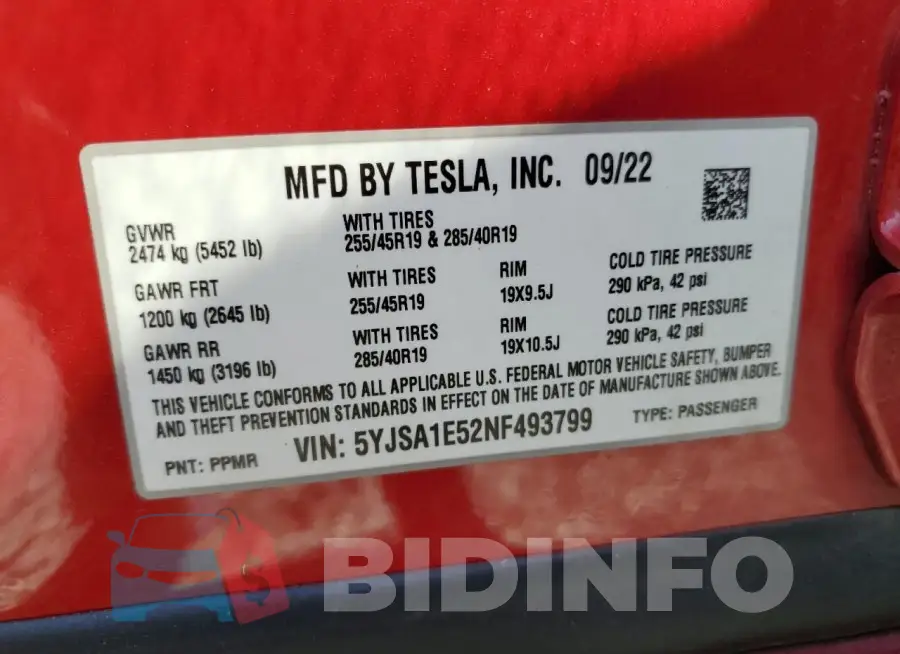5YJSA1E52NF493799 Photo# 13