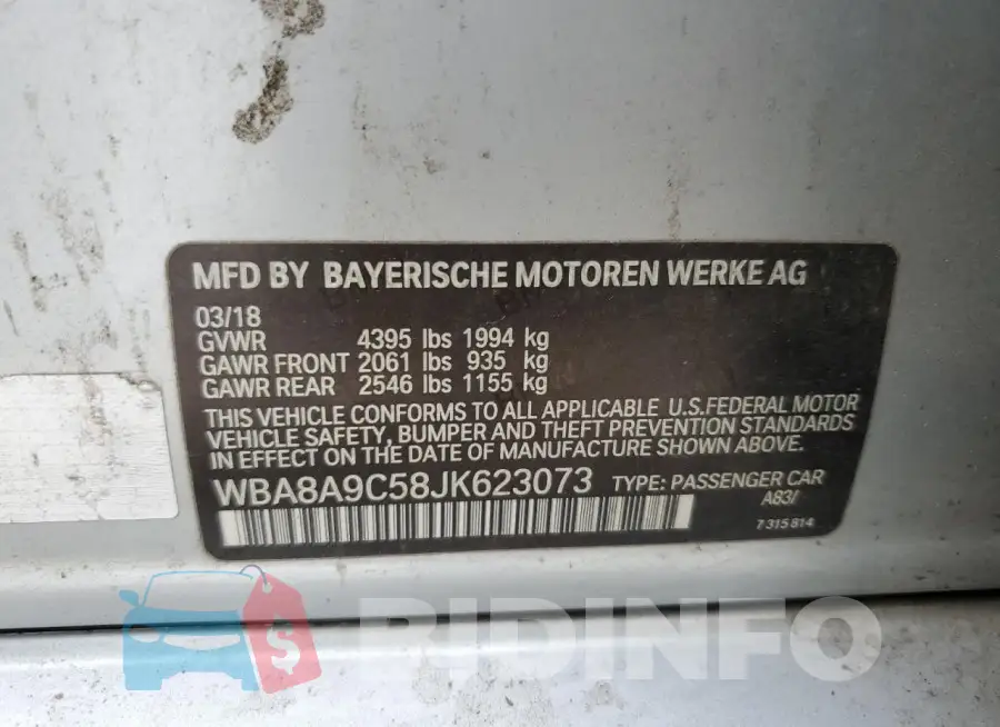 WBA8A9C58JK623073 Photo# 12