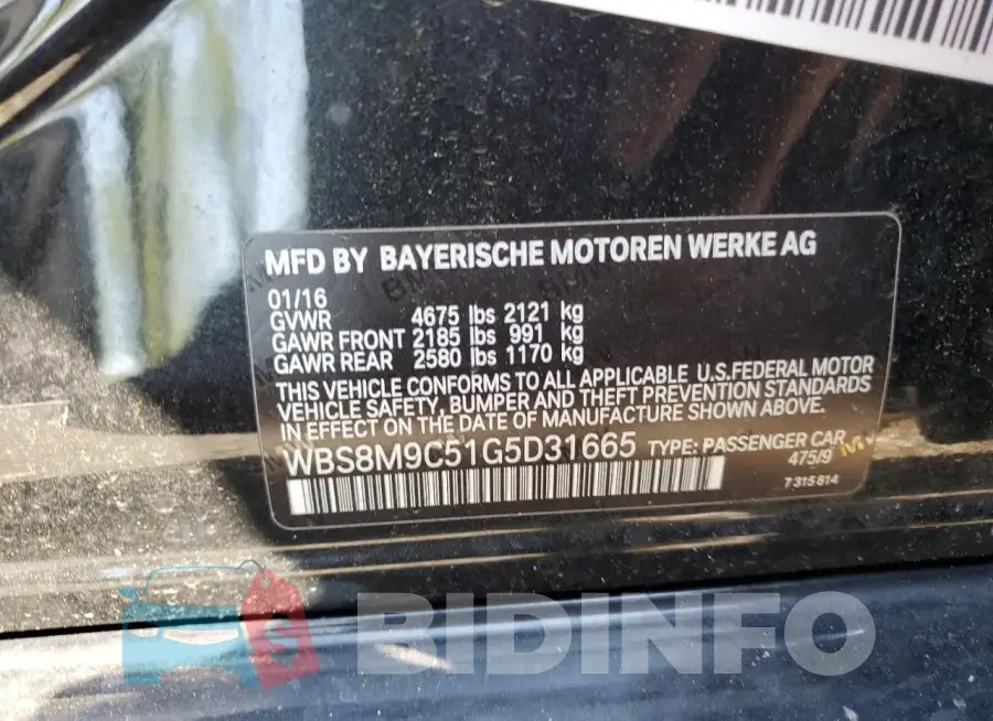 WBS8M9C51G5D31665 Photo# 12
