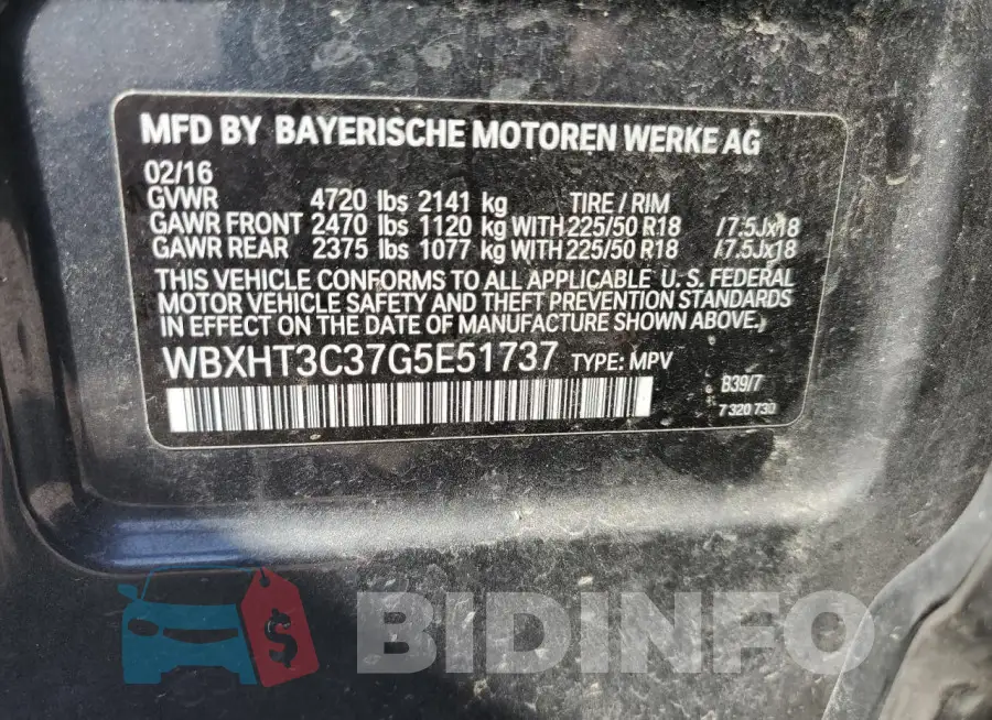 WBXHT3C37G5E51737 Photo# 13