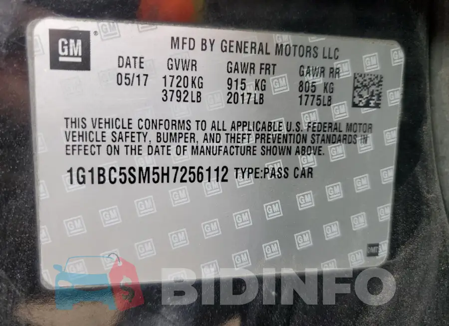 1G1BC5SM5H7256112 Photo# 13