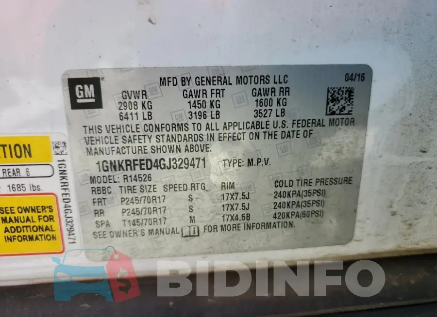 1GNKRFED4GJ329471 Photo# 14