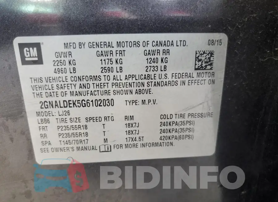 2GNALDEK5G6102030 Photo# 13