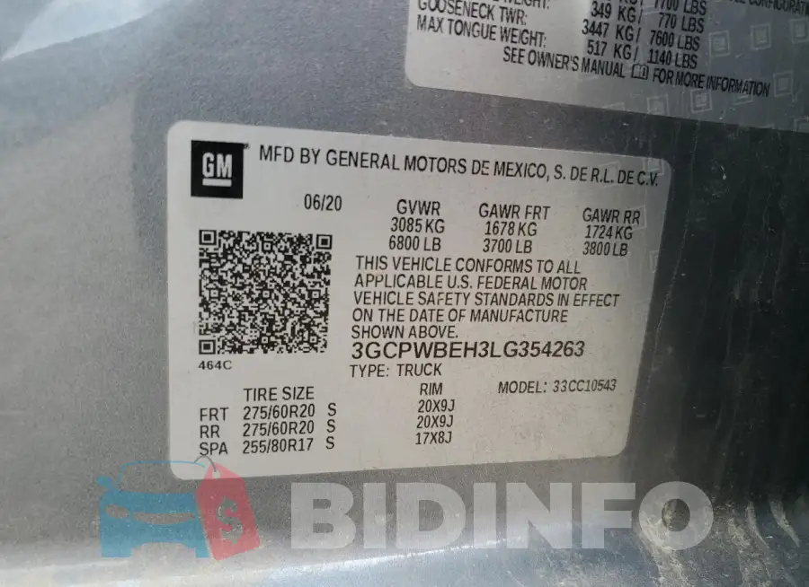 3GCPWBEH3LG354263 Photo# 12