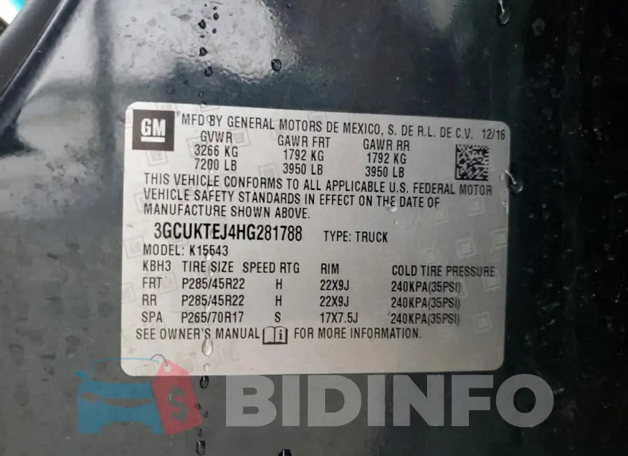 3GCUKTEJ4HG281788 Photo# 12