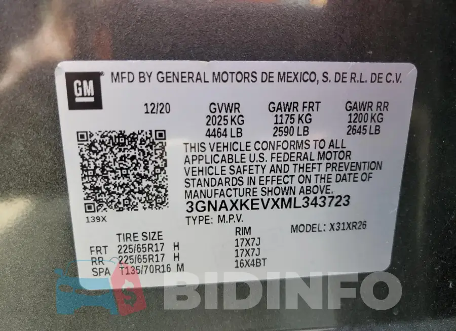 3GNAXKEVXML343723 Photo# 13