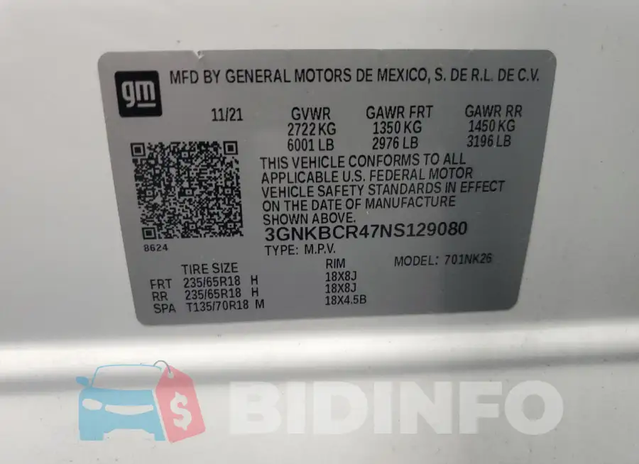 3GNKBCR47NS129080 Photo# 13