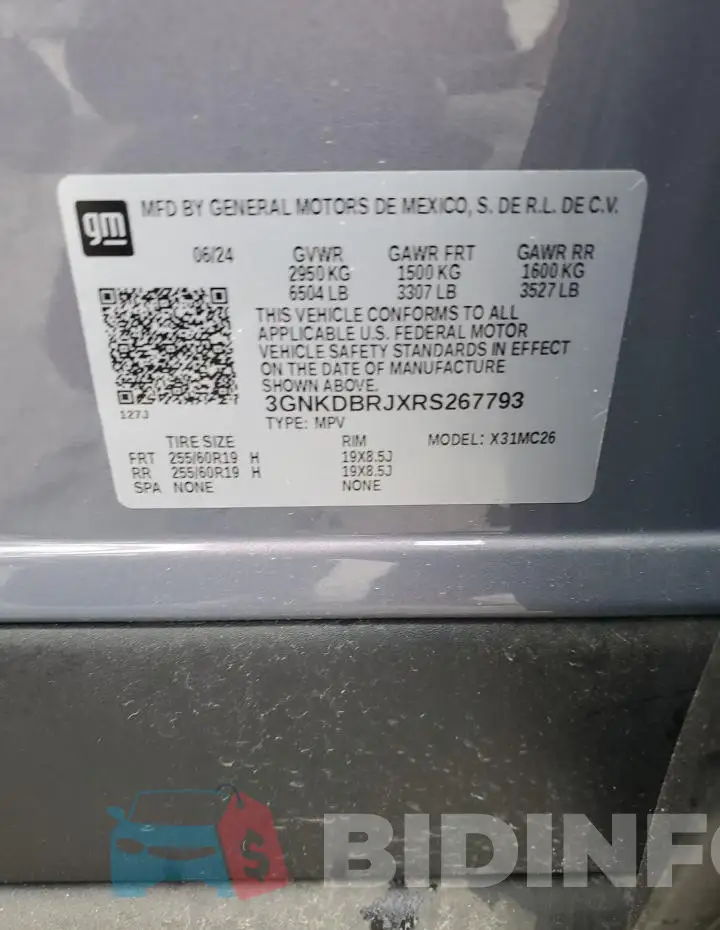 3GNKDBRJXRS267793 Photo# 13