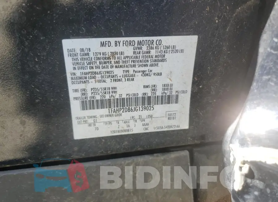 1FAHP2D86JG139025 Photo# 13