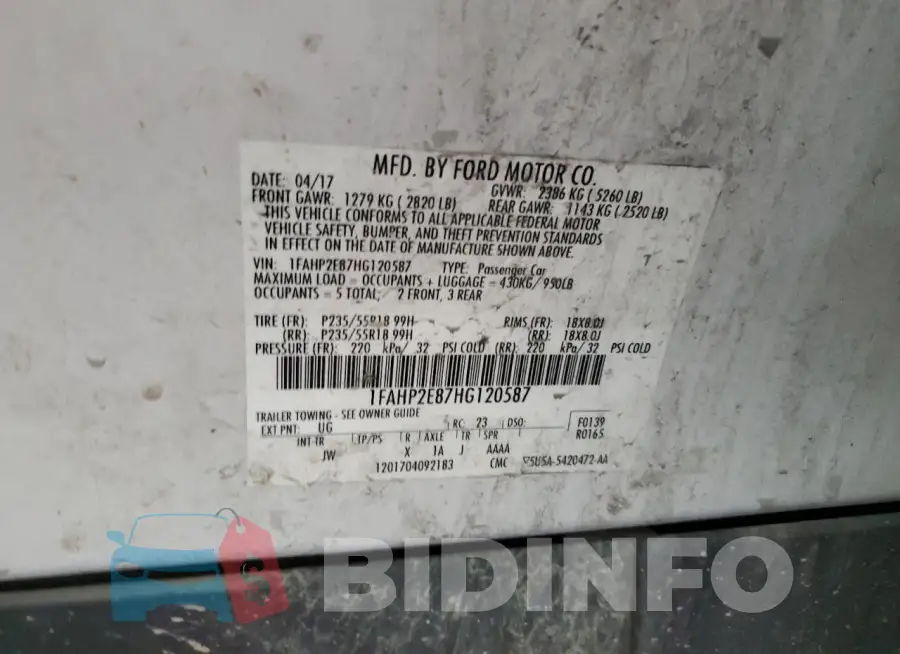 1FAHP2E87HG120587 Photo# 12