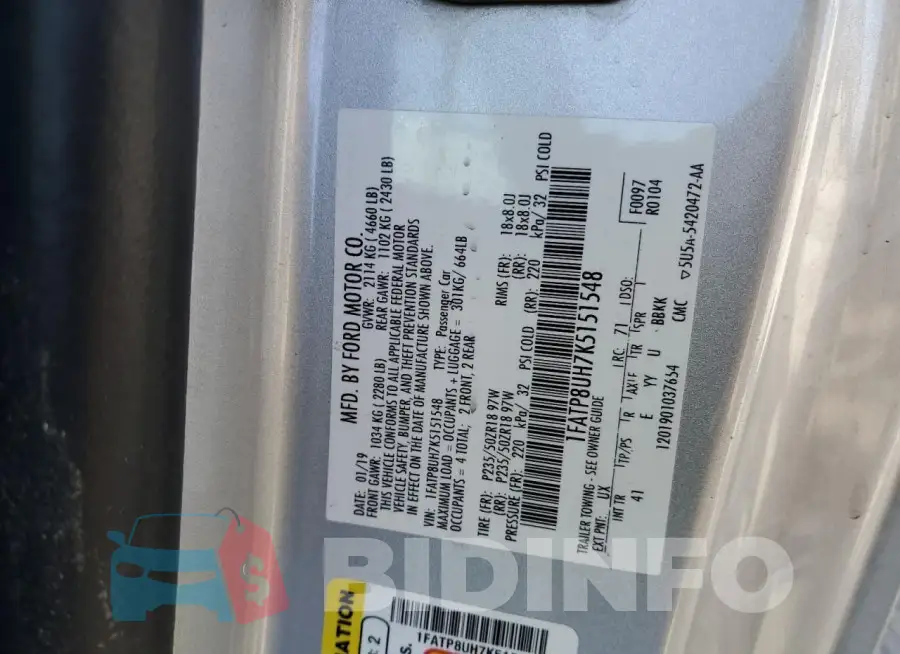 1FATP8UH7K5151548 Photo# 12