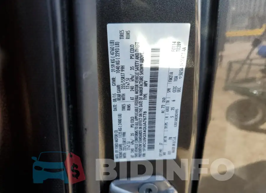 1FMCU9GX4GUA76778 Photo# 13