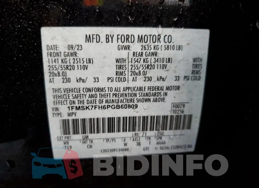 1FMSK7FH6PGB60809 Photo# 14