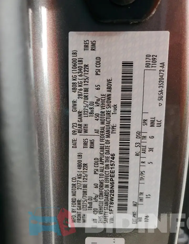 1FT8W2BN6PEE15746 Photo# 12