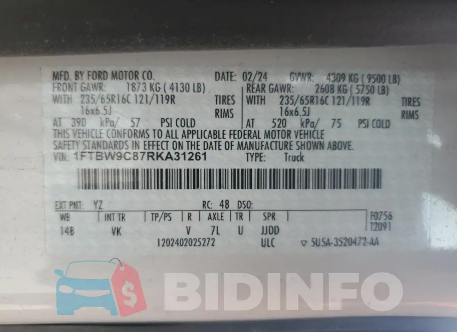 1FTBW9C87RKA31261 Photo# 13