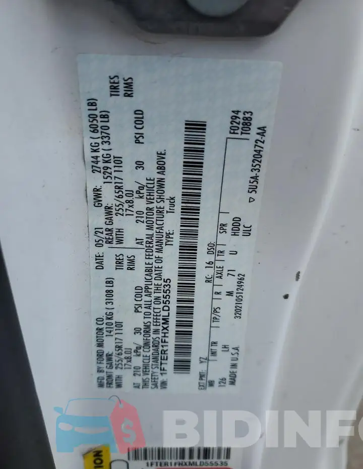 1FTER1FHXMLD55535 Photo# 13