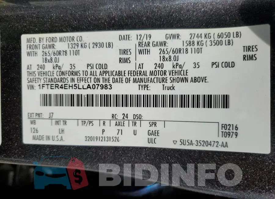 1FTER4EH5LLA07983 Photo# 12