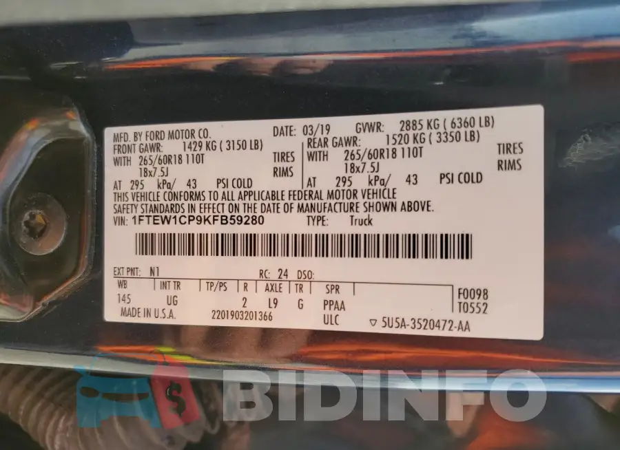 1FTEW1CP9KFB59280 Photo# 12