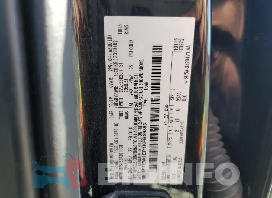1FTEW1EP1KFB59853 Photo# 12