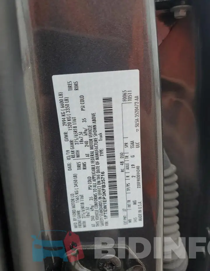 1FTEW1EP3KFB35716 Photo# 12