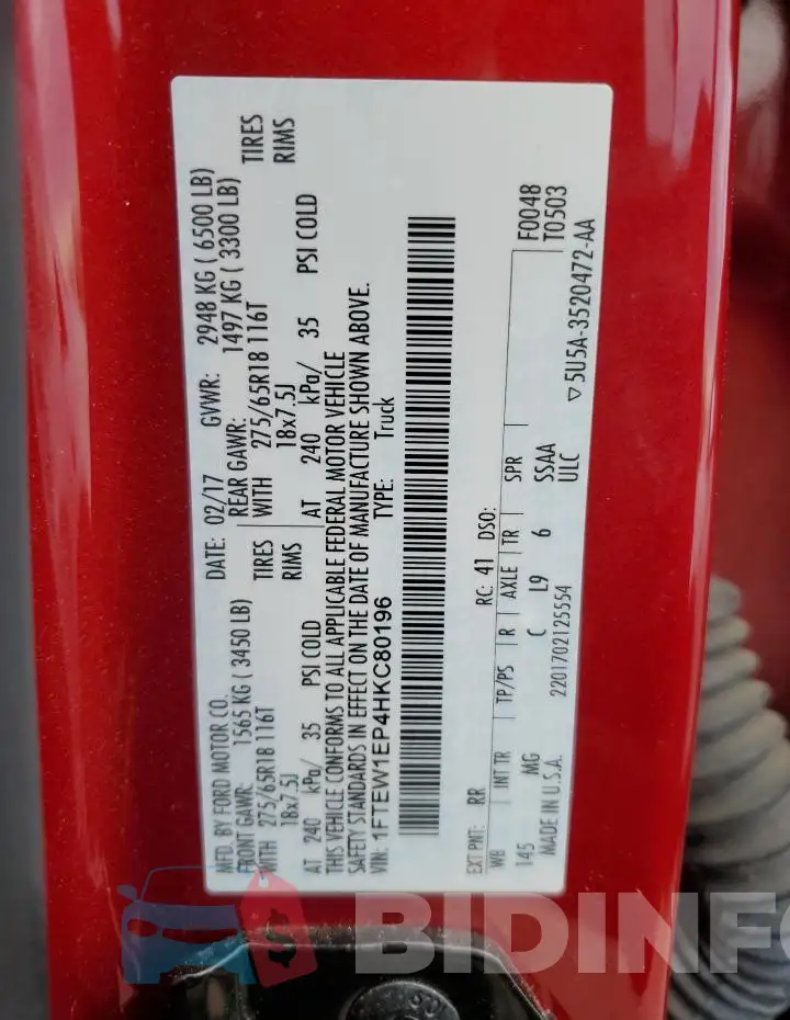 1FTEW1EP4HKC80196 Photo# 13