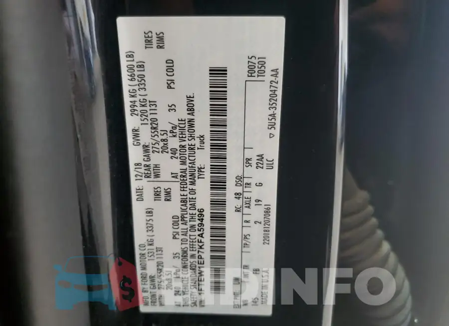 1FTEW1EP7KFA59496 Photo# 12