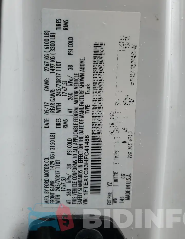 1FTEX1C83HFC41486 Photo# 12