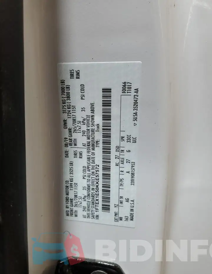 1FTEX1E50KKE57572 Photo# 13
