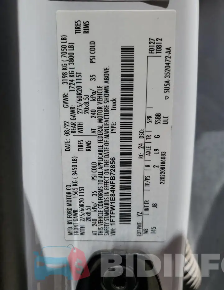 1FTFW1E84NFB72856 Photo# 13