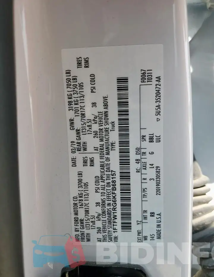 1FTFW1RG6KFB68157 Photo# 12