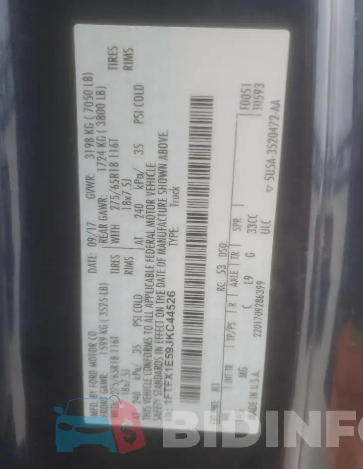 1FTFX1E59JKC44526 Photo# 12