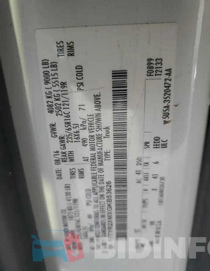 1FTYR2XMXGKB53626 Photo# 13