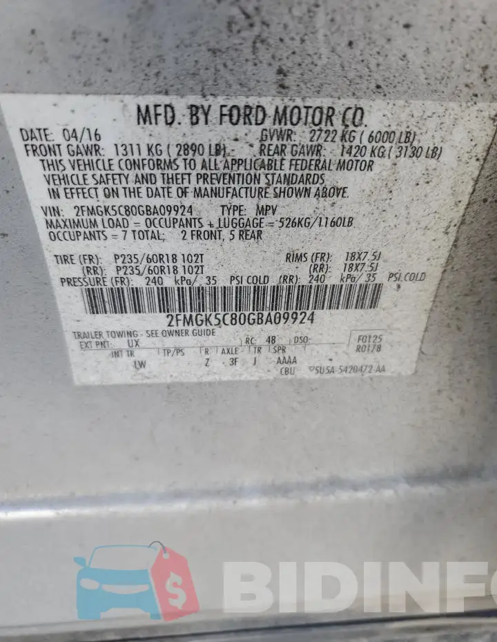 2FMGK5C80GBA09924 Photo# 14