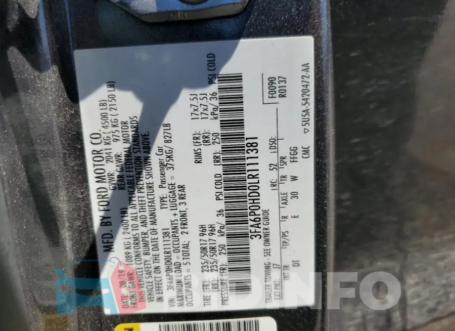 3FA6P0HD0LR111381 Photo# 12