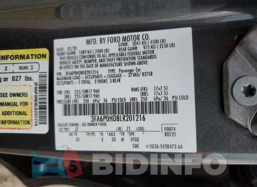 3FA6P0HD8LR201216 Photo# 12