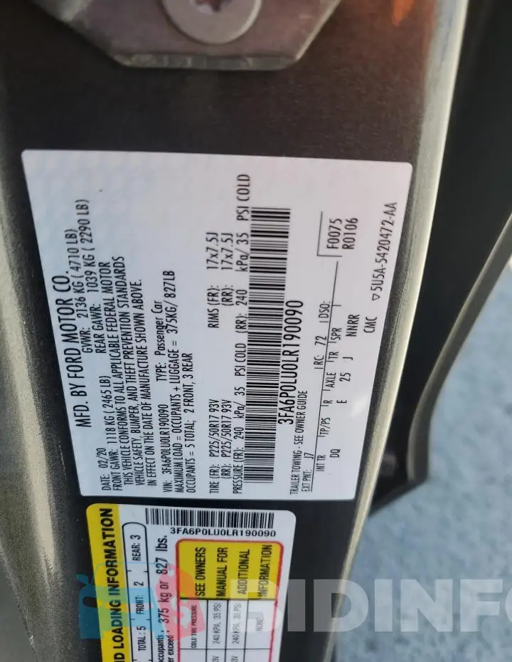 3FA6P0LU0LR190090 Photo# 12