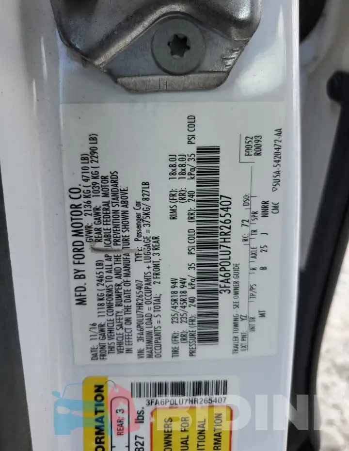3FA6P0LU7HR265407 Photo# 12