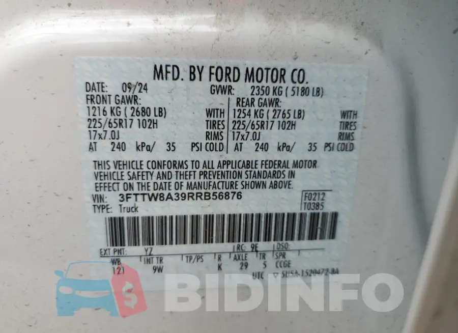 3FTTW8A39RRB56876 Photo# 12