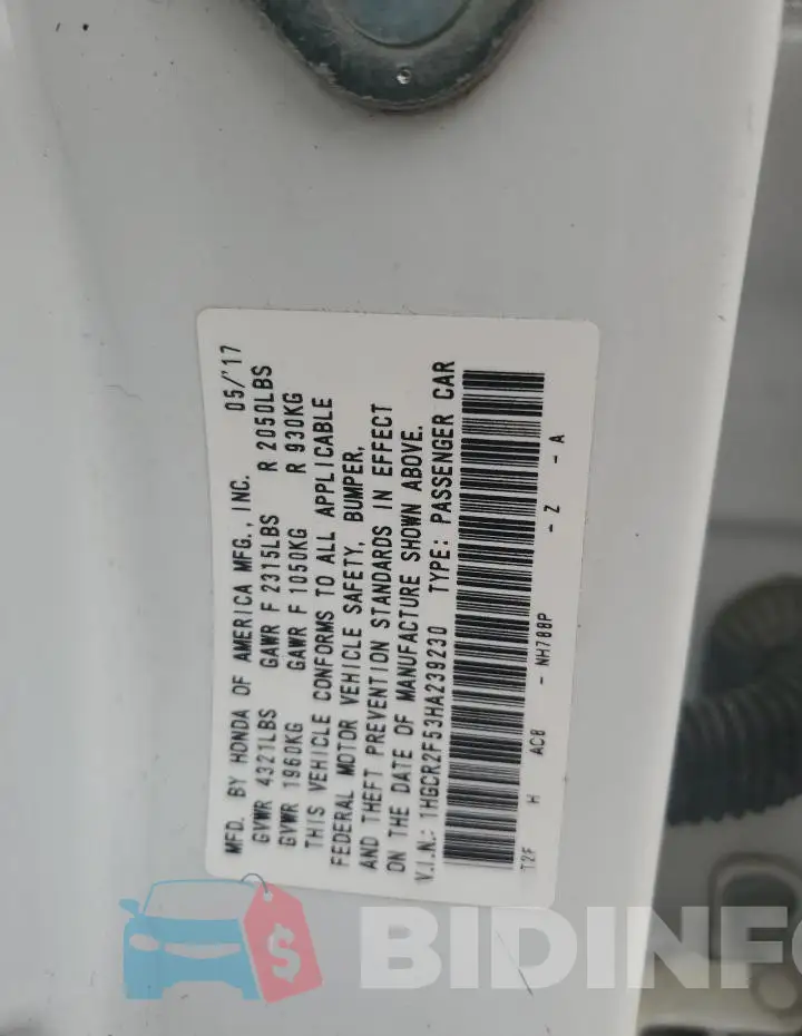 1HGCR2F53HA239230 Photo# 12