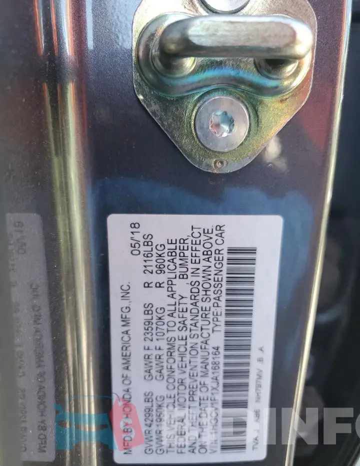 1HGCV1F1XJA168164 Photo# 12
