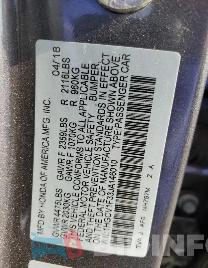 1HGCV1F33JA146010 Photo# 12