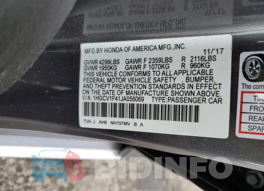 1HGCV1F41JA056069 Photo# 12