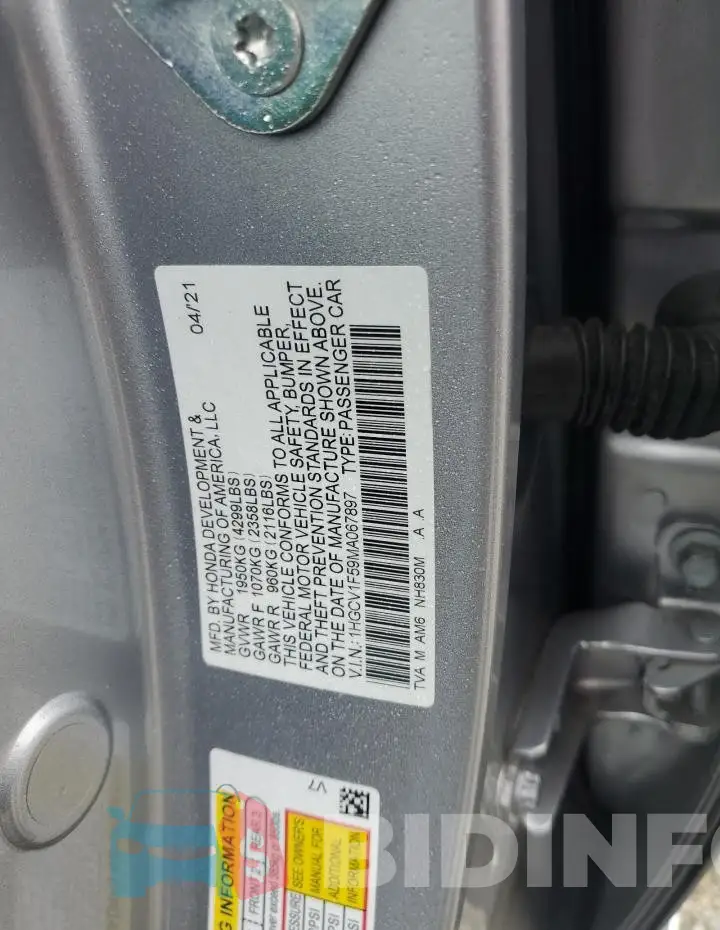 1HGCV1F59MA067897 Photo# 12